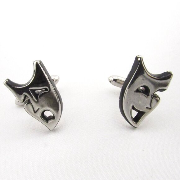 Vintage Swank Comedy & Tragedy Mask Cufflinks - Picture 6 of 12